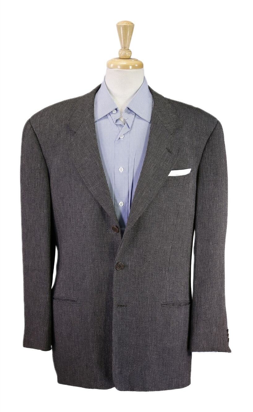 Giorgio Armani Vintage 90s Gray Black Woven 100% Linen Oversized Blazer 40R